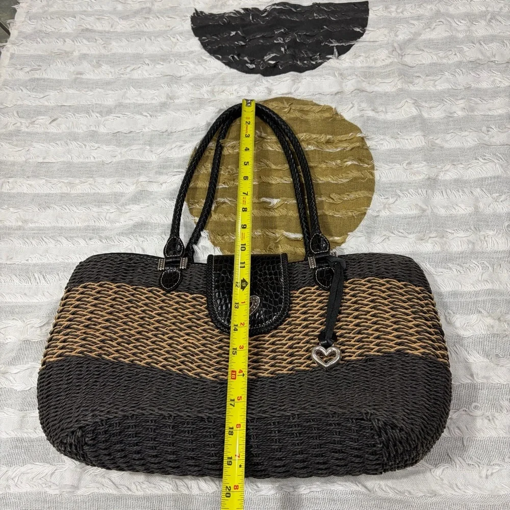 Brighton Savannah Black & Cream Woven Shoulder Bag Lined 16
